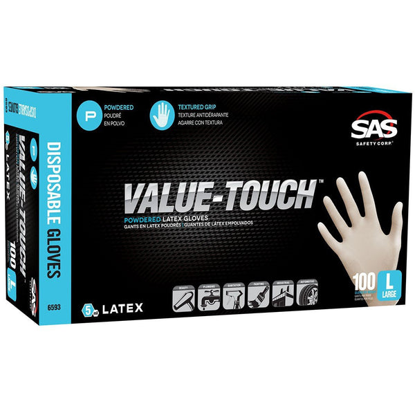 SAS Value-Touch Latex Disposable Powdered Gloves - nabinsacestore.shop