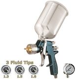 Devilbiss FLG4 HVLP Spray Gun with 1.3, 1.5, 1.8mm Fluid tips, Regulator & 900cc Aluminum Cup - nabinsacestore.shop