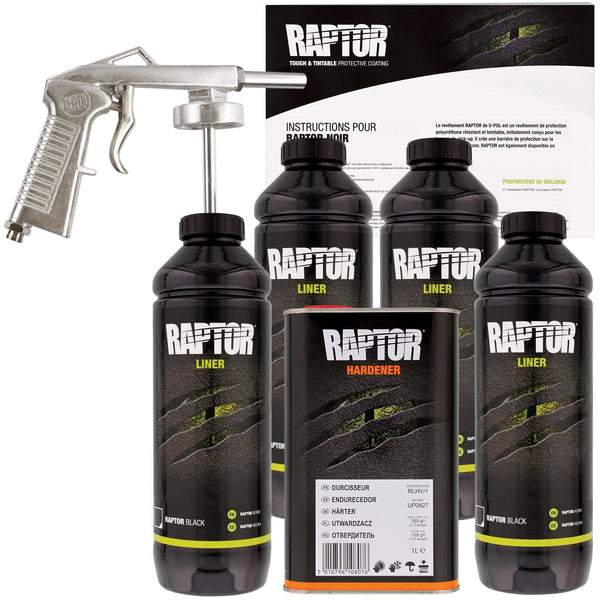 U-Pol 820V Raptor Bed Liner Black 4L Pack with Free Application Gun - nabinsacestore.shop